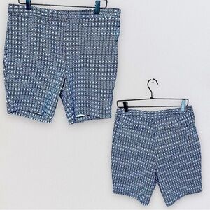 MARIO Serrani Blue Geo Print Bermuda Shorts, Sz 16